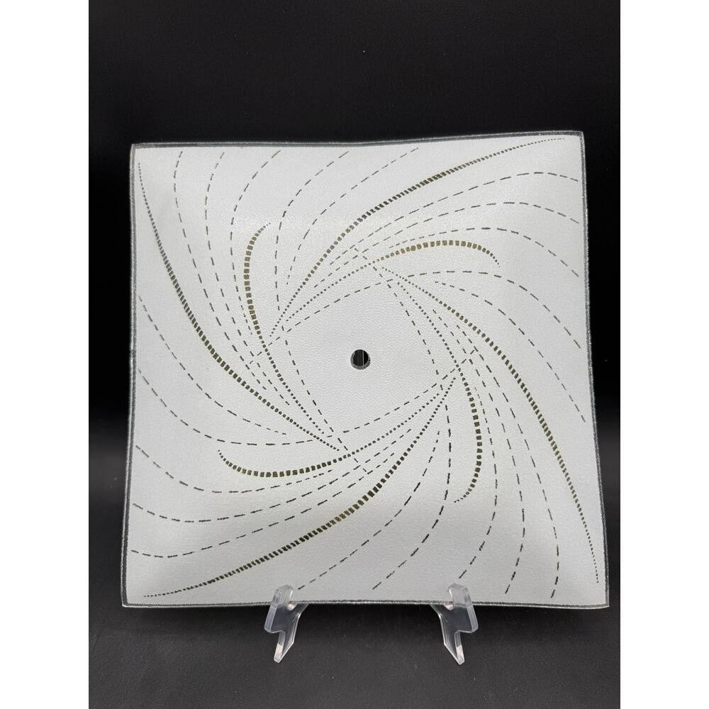 Vtg Square Frosted Gold Glass Ceiling Light Cover MCM Textured 14" Square NOS